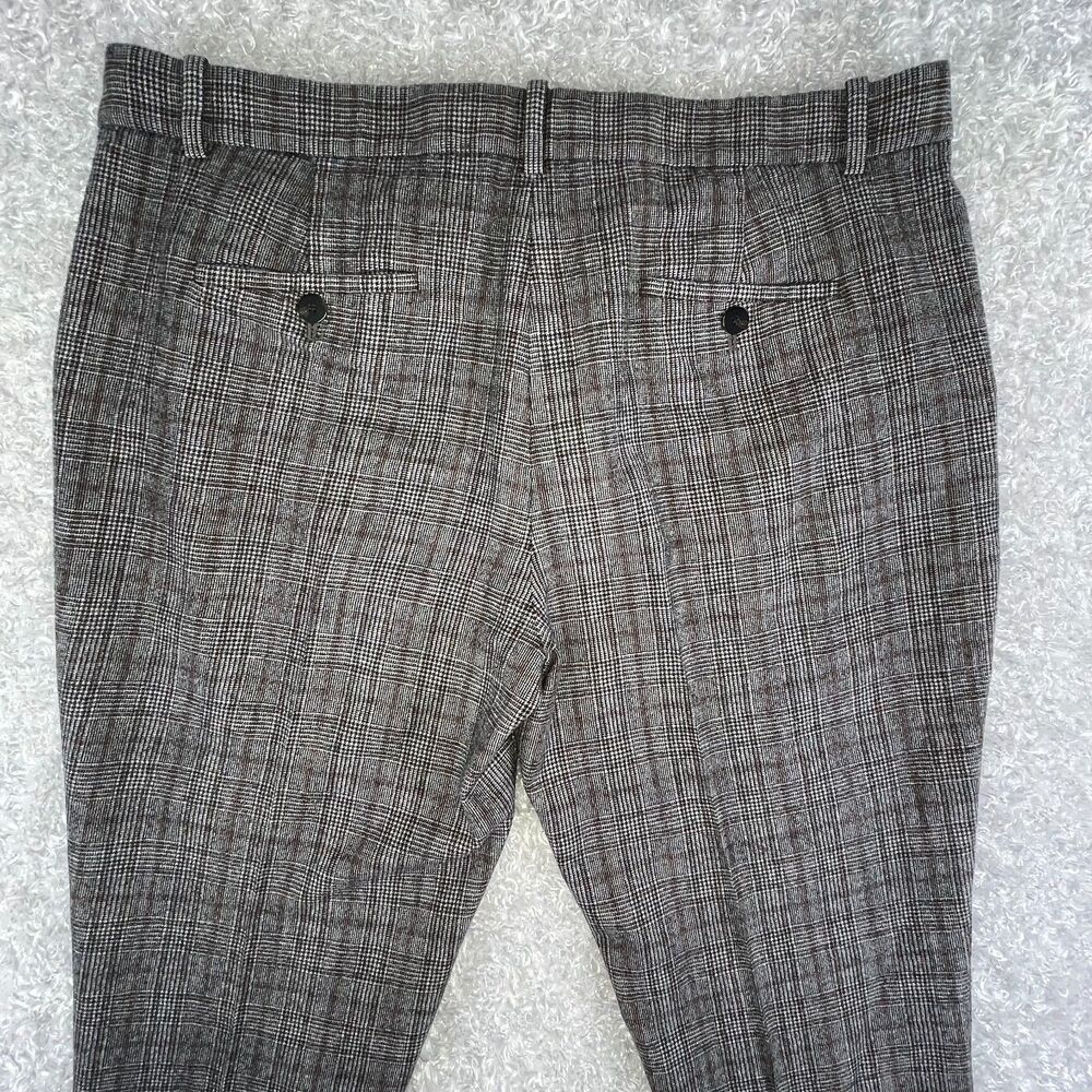 Theory Treeca 2 Maple Traceable Wool Pants 14 Gray Plaid Tapered Crop Trousers - Picture 12 of 14